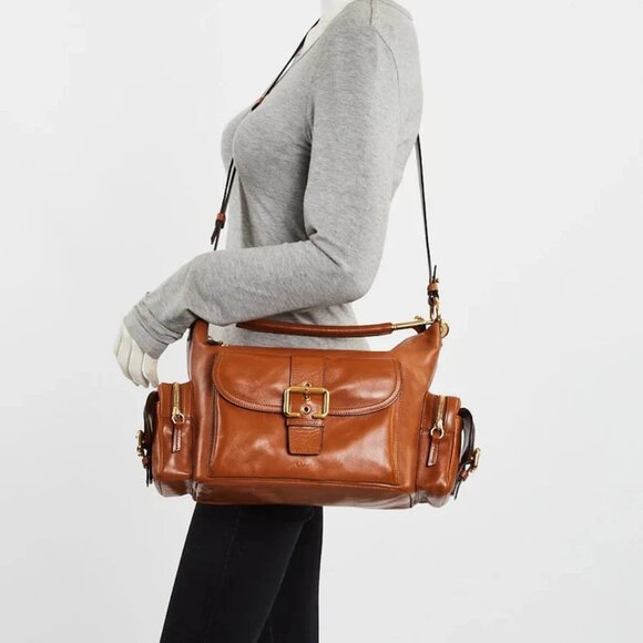 Chloe Clay Brown Shiny Leather Medium Camera Bag - Picture 2 of 12